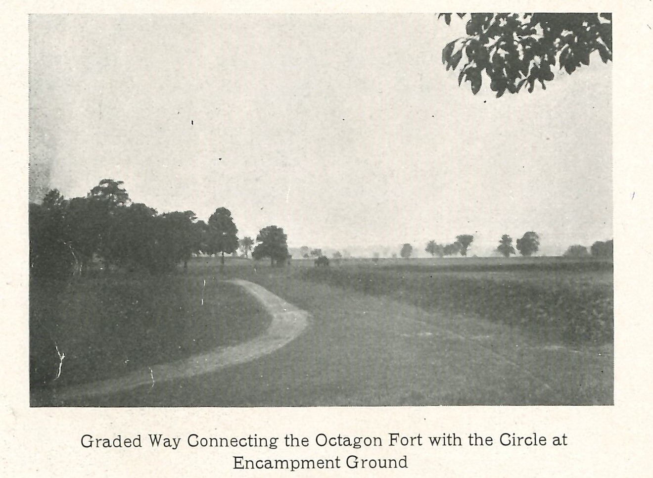 Graded path connecting Octagon Earthworks to Observatory Circle.  From the Prehistoric Remains in Licking County, Ohio in 1904.
