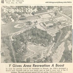 Aerial photo showing the YMCA grounds in 1964.