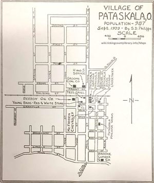 A map of Pataskala in 1939.