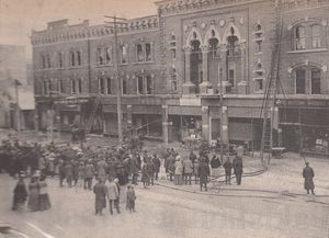 A photo of the Union Block after its devastating fire.