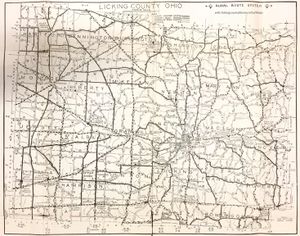 A map of Licking County in 1939.