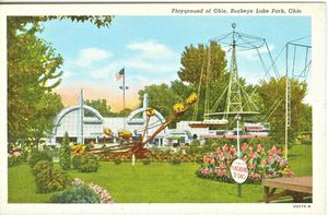 A postcard showing the Buckeye Lake Amusement Park