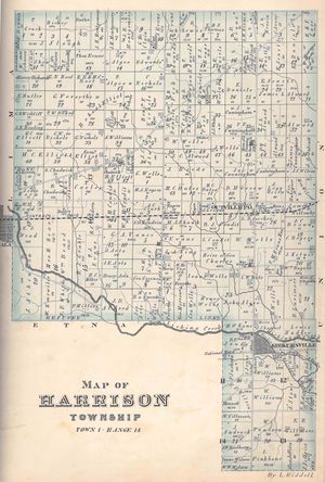  Harrison Township map from 1875 Atlas of Licking County.
